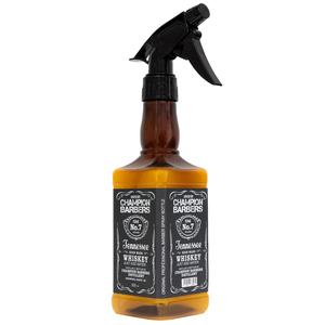 Champion Barbers High Ǫuality Plastic Spray Bottle, 500ml, Amber Color, Fine Mist, Continuous Spray, Multi-Purpose - Ideal Spray bottles for Salons, Barbers, Whiskey-Themed Organiser Canister