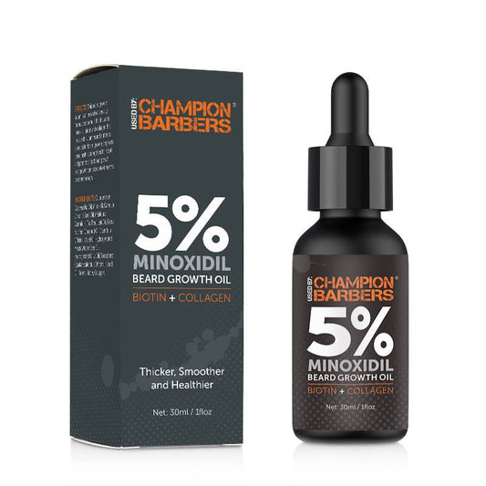 Champion Barbers Beard Growth Serum for Men 30ml- 5% Biotin Minoxidil Hair Growth Oil, 5% Minoxidil for Men and Women, Biotin Hair Growth Serum Minoxidil, Nourishes Scalp, Stops Hair Loss & Thinning Hair Care Repairing