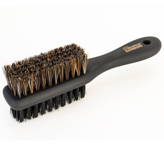 Champion Barbers – Double Sided Wooden Barbers Hair and Beard Fade Brush | Soft Bristles One Side Firm on the Other