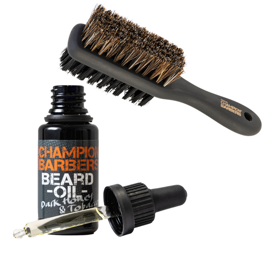 Champion Barbers 20ml Scented Beard Oil and Beard Brush for Men for Grooming Mastery-Beard Growth Oil for Men for Grooming Beard and Mustache with Premium Hard & Soft Fade Brush