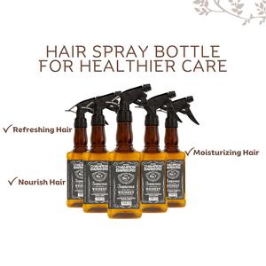 Champion Barbers High Ǫuality Plastic Spray Bottle, 500ml, Amber Color, Fine Mist, Continuous Spray, Multi-Purpose - Ideal Spray bottles for Salons, Barbers, Whiskey-Themed Organiser Canister